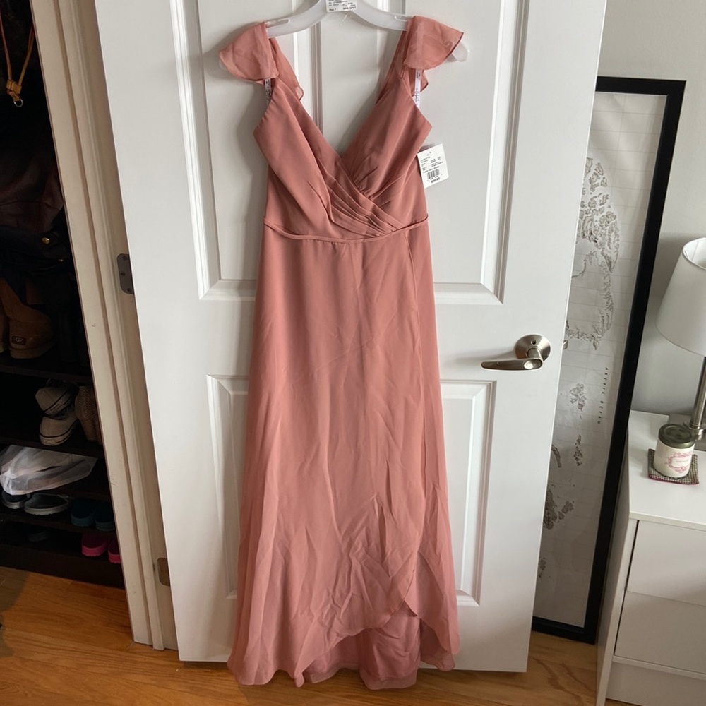 Ruffle Spaghetti Strap Chiffon Bridesmaid Dress